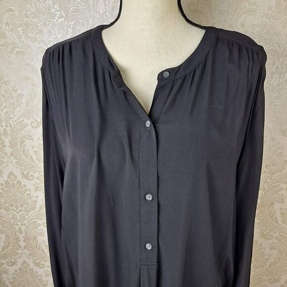 Old Navy Size XXL “The Tunic Shirt” Black Long Sleeve Round Collar Lightweight - Picture 2 of 13